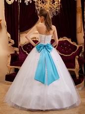 Appliqued White Tulle Strapless Quinceanera Dress For Cheap