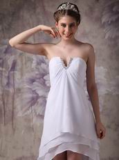 V-Shaped Strapless High-low White Chiffon Prom Dress UK