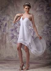 V-Shaped Strapless High-low White Chiffon Prom Dress UK