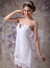 V-Shaped Strapless High-low White Chiffon Prom Dress UK