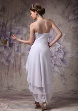 V-Shaped Strapless High-low White Chiffon Prom Dress UK