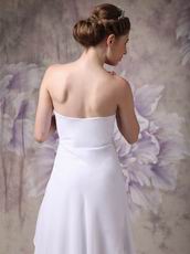 V-Shaped Strapless High-low White Chiffon Prom Dress UK