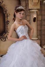 Sexy Sweetheart Ruffled Skirt Quinceanera Dress In White