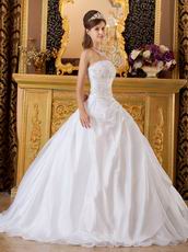 White Taffeta Embroidered Quinceanera Gown Not Expensive