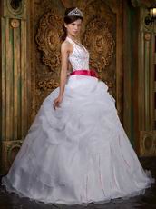 Sequin Floor Length Puffy White Dress Girls Wear To Quinceanera