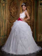 Sequin Floor Length Puffy White Dress Girls Wear To Quinceanera