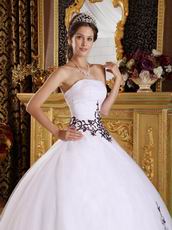 White Quinceanera Dress With Brown Embroidered Skirt