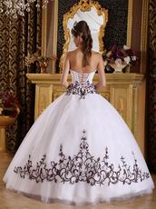 White Quinceanera Dress With Brown Embroidered Skirt