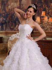 Sweet Heart Ruffles Skirt Lace Up Back White Quinceanera Dress