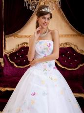 Cute Quinceanera Dress With Colorful Butterflys Design Decorate