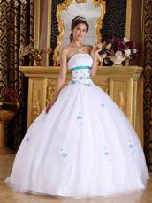 Strapless White Tulle Elegant Adult Ceremony Ball Gown