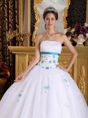 Strapless White Tulle Elegant Adult Ceremony Ball Gown