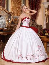 2012 Classical Style White Quinceanera Dress With Wine Red Details