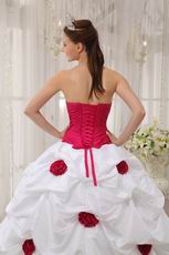 White Girls Military Dress With Rose Pink Hand Made Flower
