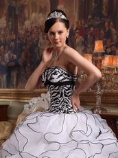 Customized Tailoring Zebra Ruffled Skirt Quinceanera Dress White