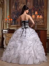 Customized Tailoring Zebra Ruffled Skirt Quinceanera Dress White