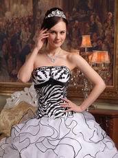 Customized Tailoring Zebra Ruffled Skirt Quinceanera Dress White