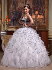 Customized Tailoring Zebra Ruffled Skirt Quinceanera Dress White