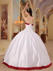 Simple Sweetheart White Military Dress With Wine Red Bordure