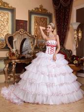 Detachable Train Design Cascade Skirt White Quinceanera Dress