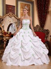 Strapless White Quinceanera Dress With Spring Green Pick-up Skirt