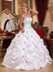Strapless White Quinceanera Dress With Spring Green Pick-up Skirt