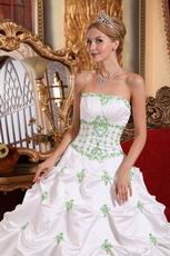 Strapless White Quinceanera Dress With Spring Green Pick-up Skirt