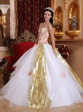 Elegant Sweetheart Quinceanera Dress With Golden Draping