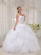 Sweetheart Puffy Cascade Skirt White Discount Quinceanera Dress