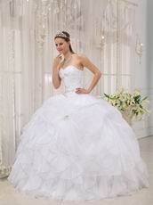 Sweetheart Puffy Cascade Skirt White Discount Quinceanera Dress