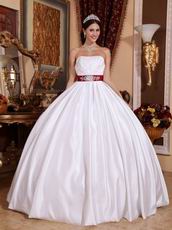 Wine Red Bowknot Design Simple White Quinceanera Dress