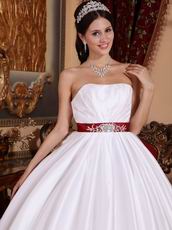 Wine Red Bowknot Design Simple White Quinceanera Dress