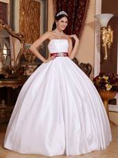 Wine Red Bowknot Design Simple White Quinceanera Dress