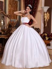 Wine Red Bowknot Design Simple White Quinceanera Dress