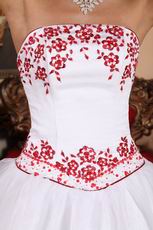 Brand New White Skirt Wine Red Details Quinceanera Dress