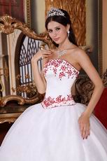 Brand New White Skirt Wine Red Details Quinceanera Dress