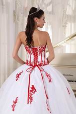 White Organza 16th Young Girl Dress With Scarlet Applique