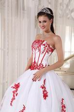 White Organza 16th Young Girl Dress With Scarlet Applique