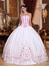 Strapless Basque Waist White Quinceanera Dress With Applique