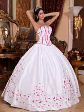 Strapless Basque Waist White Quinceanera Dress With Applique