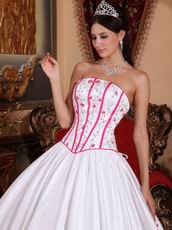 Strapless Basque Waist White Quinceanera Dress With Applique