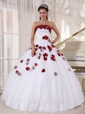 New Arrival White Quinceanera Gown With Wine Red Applique