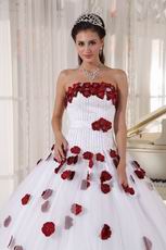 New Arrival White Quinceanera Gown With Wine Red Applique