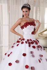 New Arrival White Quinceanera Gown With Wine Red Applique