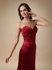 Sweetheart Column Wine Red Long Prom Dress Petite