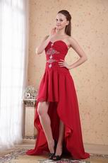 Cheap Sweetheart Wine Red Chiffon High-low Prom Dress