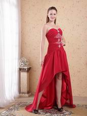 Cheap Sweetheart Wine Red Chiffon High-low Prom Dress