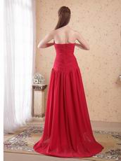 Cheap Sweetheart Wine Red Chiffon High-low Prom Dress