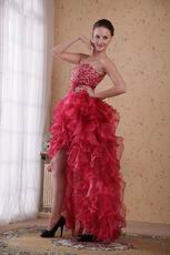 High-low Design Carmine Red Prom 2014 Dress Discount