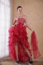 High-low Design Carmine Red Prom 2014 Dress Discount